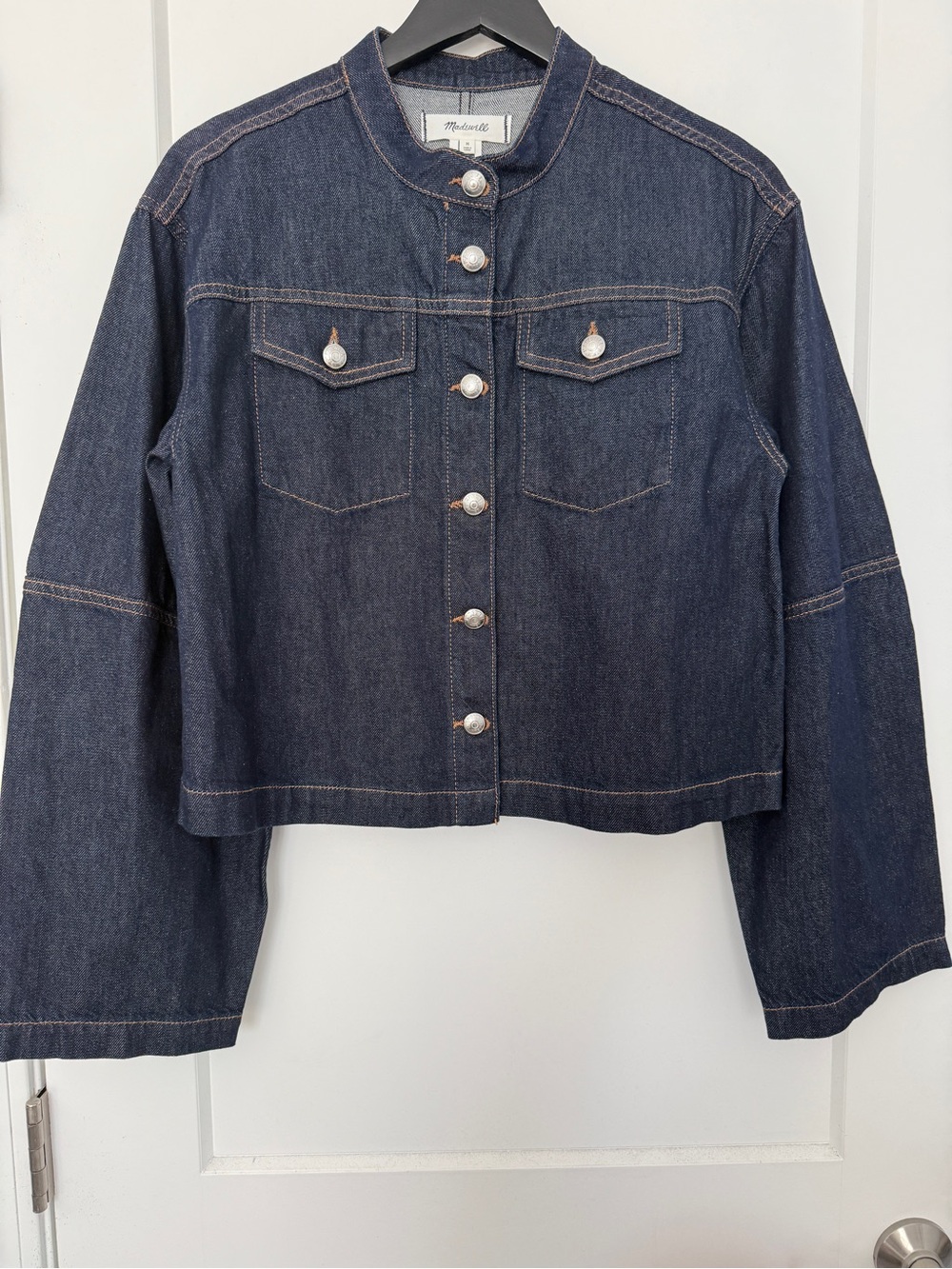 NWT Madewell Cocoon-Sleeve Denim Dark Indigo Lady Jacket in Essex Wash - M